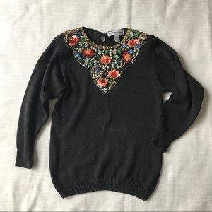 Vintage sequined black sweater M